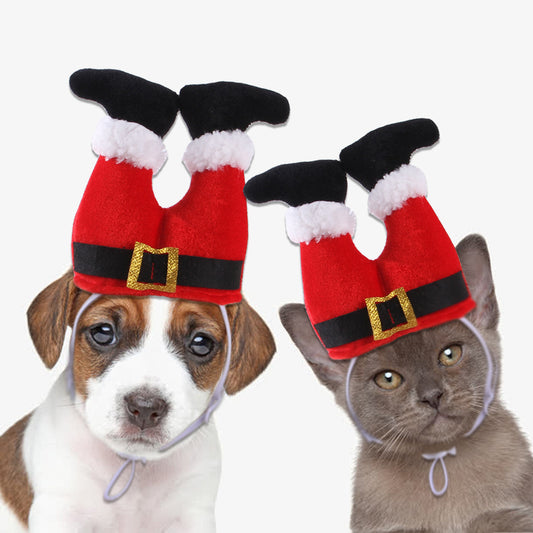 Dog Cat Christmas Costume Christmas Hat For Pet Outfit For Small Dogs Cute Fleece Hat Party Event Apparel Funny Clothes Accessory